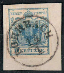 Rohrbach 14.1., Einkreisstempel auf Briefstück mit 9 Kreuzer, ANK 5 ...