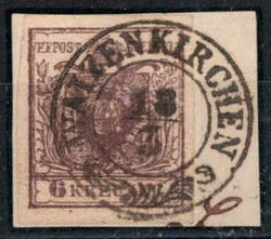 Waitzenkirchen 18.3.., Doppelkreisstempel auf Briefstück mit 6 ...