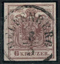 Helfenberg 8.5., Einkreisstempel auf 6 Kreuzer, ANK 4 III HP / ...