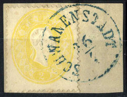 Schwanenstadt 26.4., Blauer Einkreisstempel auf 2 Kreuzer Briefstück ...