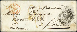 1848, zwei Briefe von Genf nach Florenz, beide über "VIA DI / S. ...