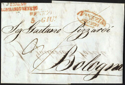 1844/47, quattro lettere dirette a Bologna (Stato Pontificio), una ...