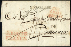 1826, Brief aus S. ROQUE / FRANCA am 3.7. nach Genua (Sardinien) ...