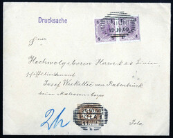 1900, 1 Heller im waagrechtem Paar ungezähnt mit Schraffenstempel ...