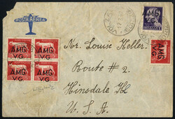 1947, lettera aerea da Volzano il 17.3 per Hinsdale (USA)affrancata ...