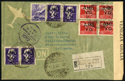 1947, lettera raccomandata aerea da Trieste il 2.9 ...