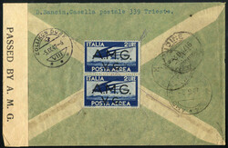 1947, lettera raccomandata aerea da Trieste il 2.9 ...