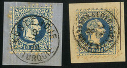 1867, 10 Soldi Grober Druck, zwei Prachtbriefstücke aus KUSTENDJE ...