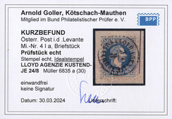 1867, 10 Soldi Grober Druck, zwei Prachtbriefstücke aus KUSTENDJE ...