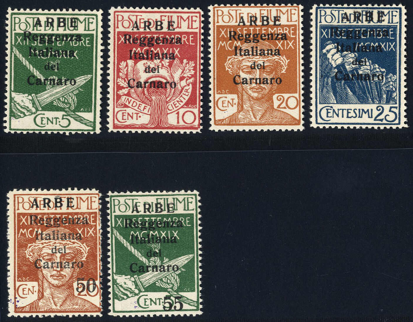 1920, Legionari, ARBE Reggenza Italiana del Carnaro, serie completa ...