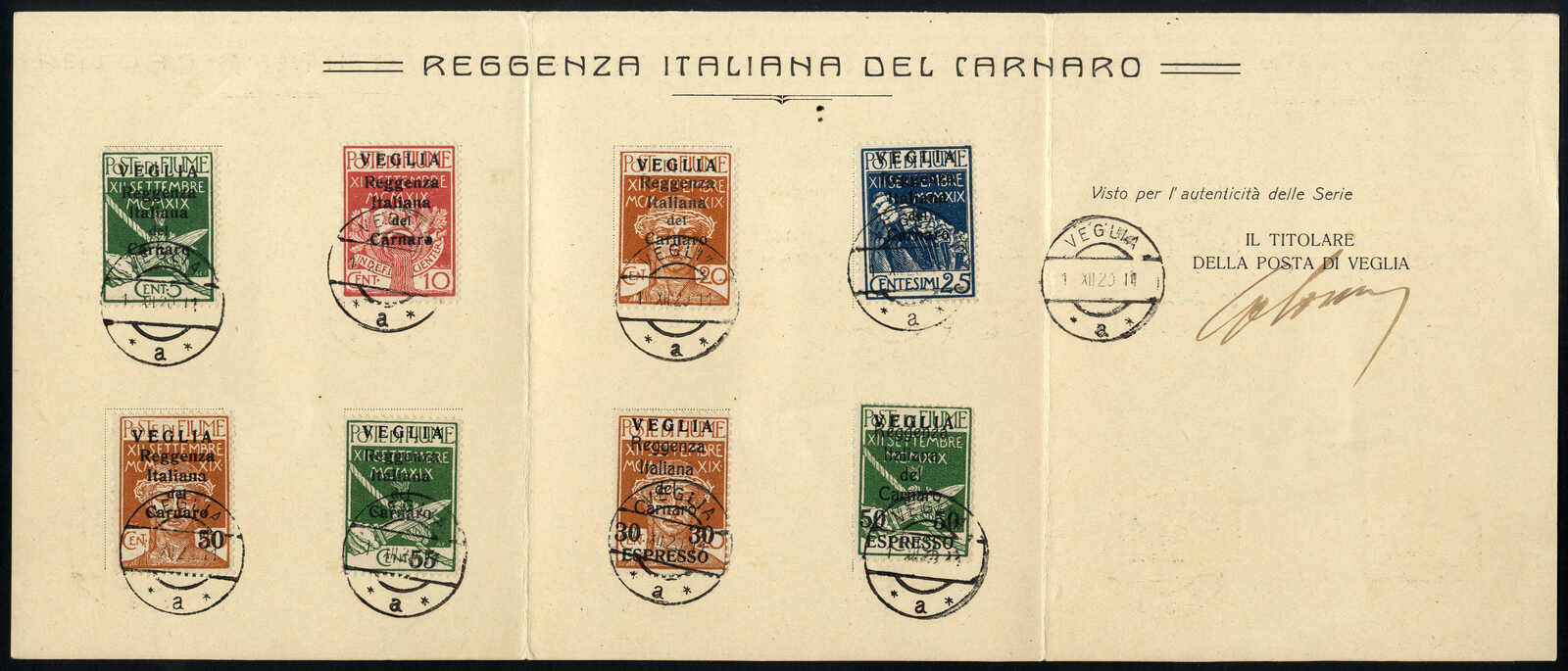 1920, legionari, VEGLIA Reggenza Italiana del Carnaro, serie completa ...
