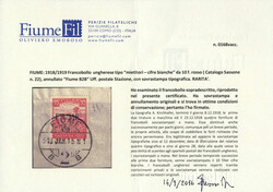 1918/1919, Mietitori con soprastampa a macchina FIUME, 10 f. carminio ...