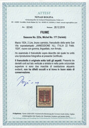 1924, San Vito con soprastampa "ANNESSIONE ALL ´ITALIA", 2 l. bruno ...