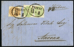 1866, Brief vom 24.10.1866 von Triest mit dem österr. LLoyd nach ...