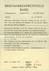 1858, Briefkuvert vom 25.11.1858 von Melnim (Böhmen) nach Ans bei ...