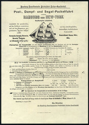 1864, Drucksache der HAPAG bezüglich der Post-, Dampf- ...