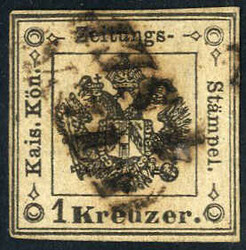 1859, segnatasse per giornali 1 Kr. nero I tipo, usato, ...