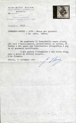 1859, segnatasse per giornali 1 Kr. nero I tipo, usato, ...