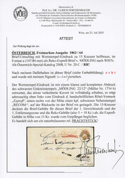 1863, Ganzsachenbrief zu 15 Kr. hellbraun eingeschrieben und express ...