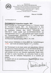 1863, Ganzsachenbrief zu 5 Kr. rosarot von Klosterneuburg am 16.2. ...