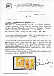 1858, Briefstück mit zwei (stark unterschiedliche Zentrierung) 2 Kr. ...