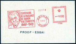 1963, 100 Jahre der Geburt von De Coubertin, Essai des ...