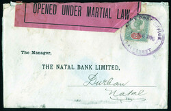 1900, letter dated 10 8.1900 from Volksrust to Durban (Natal), ...