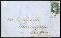 1854/5, a) letter (part of the reverse missing) via Sydmey to Graffon ...