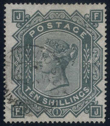 1878, Queen Victoria 10 Shillings grünlichgrau, gestempelt Glasgow, ...