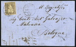 1875, Sitzende Helvetia 3 Rappen grauschwarz, Brief von Lugano nach ...