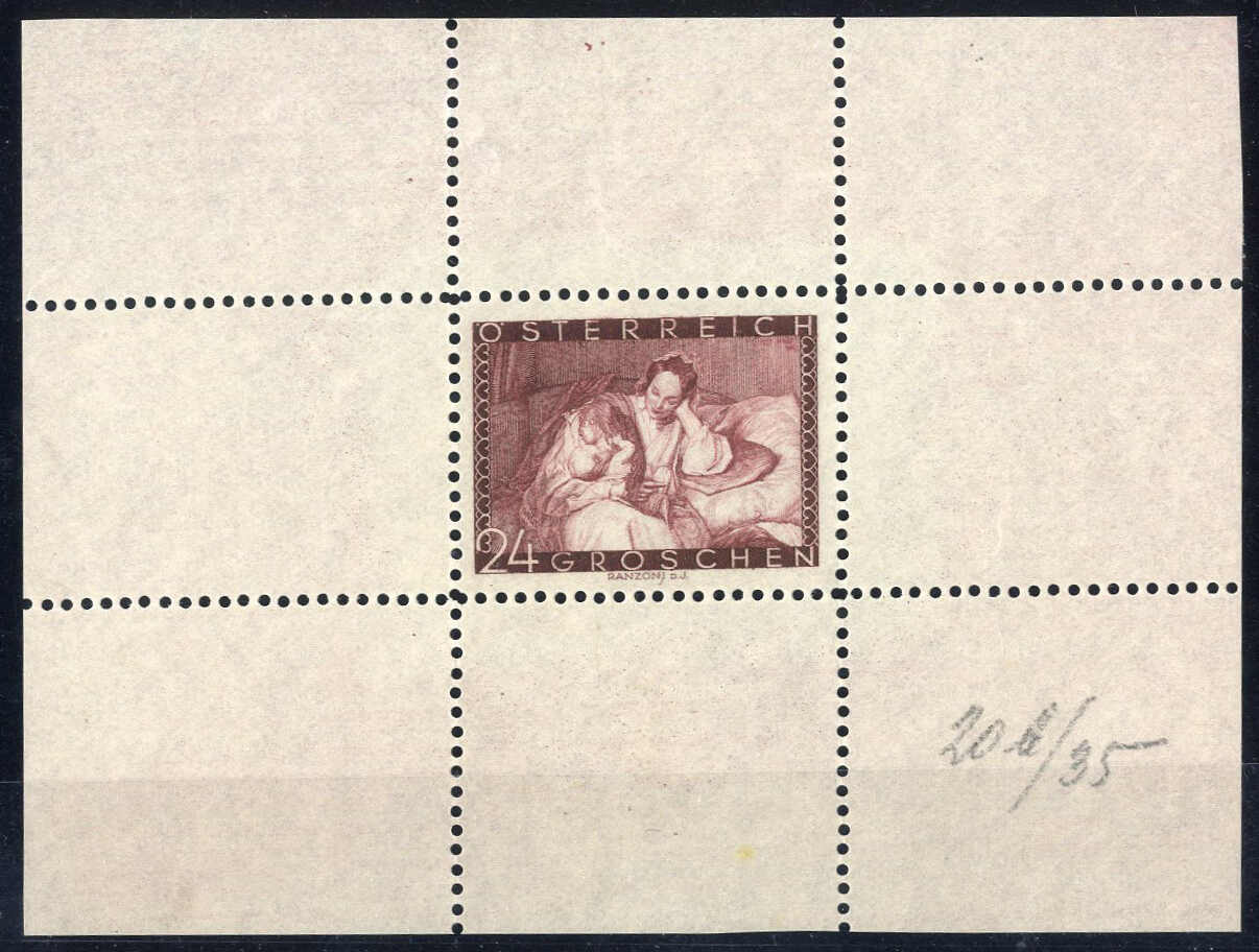 1935, Muttertag 24 Gr. Rotbraun, gezähnter ungummierter Einzelabzug ...