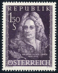 1956, Fischer von Erlach 1,50 S., postfrische Farbprobe in Violett, ...