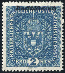 1919, Wappen 2 Kronen mit waagrechtem Probeaufdruck, postfrisch, ANK ...