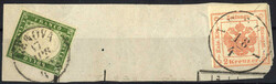 1865, frammento affrancato con Sardegna IV emissione 5 c. verde ...