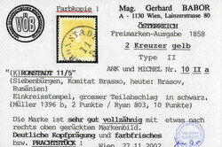 1859, 2 Kr. Freimarke Kaiserkopf nach links gelb, 3 Stücke; ...