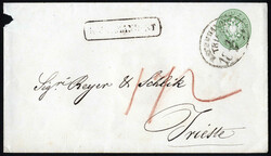 1865/71, Lot zwei Briefe: 1) Briefumschlag mit Werteindruck Wappen 3 ...