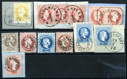KLAGNFURT, Lot 6 Briefstücke und 4 lose Marken der Ausgabe 1867 mit ...