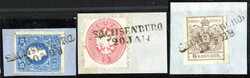 SACHSENBURG: drei Briefstücke frankiert mit 6 Kr. CM (voll- bis ...