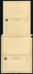 1906, Essay for a letter card with prepaid response, 10+10 kop. blue ...