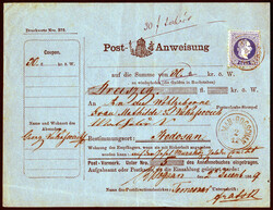 1869, Postanweisung über 30 fl. vom 4.12.1869 von Roman-Bogschan ...