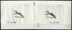 1963, Olympiade Innsbruck Skispringen, postfrische erste und zweite ...