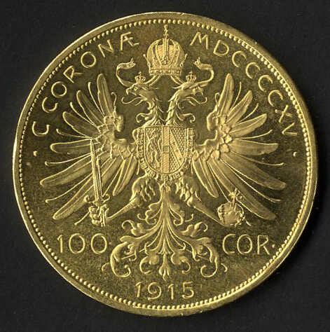 100 Kronen, 1915, Nachprägung in Gold, 33,85 Gr., Jaeckel 400, ...