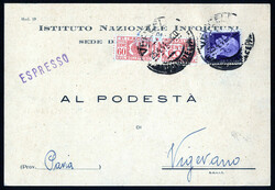 1944, cinque lettere (due raccomandate e un espresso) con ...