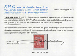 1952, segnatasse 10 din. rosso di Jugoslavia con soprastampa azzurra ...