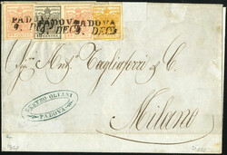 1857, lettera del 9.12.1857 da Padova a Milano, affrancata con 5 cent ...