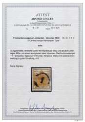 1850, 5 cent. arancio, carta a mano, ben marginato, stampa marginale, ...