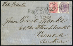 1873, Brief vom 17.3.1873 von Bombay über Triest nach Wien, ...