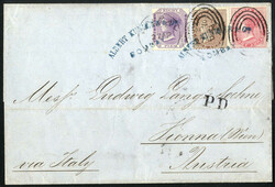 1874, Brief vom 27.4.1874 von Bombay nach Wien, voll frankiert mit 8 ...