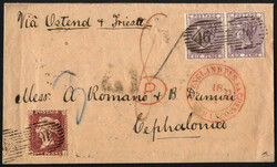 1862, Teilfranco-Brief vom 17.1.1862 von London über Ostende, Aachen ...