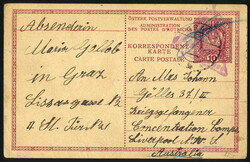 1916/17, zwei Postkarten an das Kriegsgefangenenlager in Liverpool ...